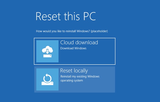 Cloud download in Windows 10