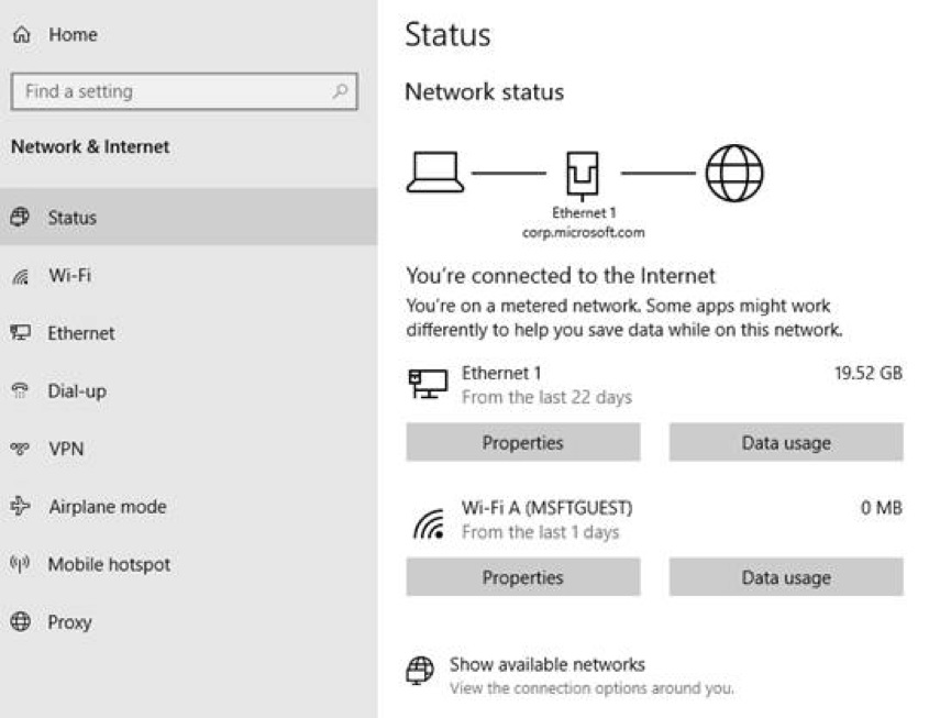 Network status settings