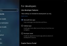 Windows 10 developer settings