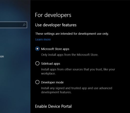 Windows 10 20H1 improves apps sideloading, adds MSIX support Windows 10 developer settings