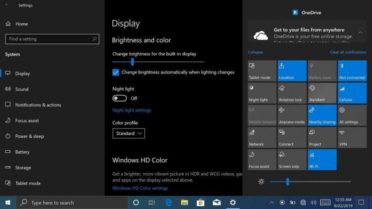 Lumia display setting