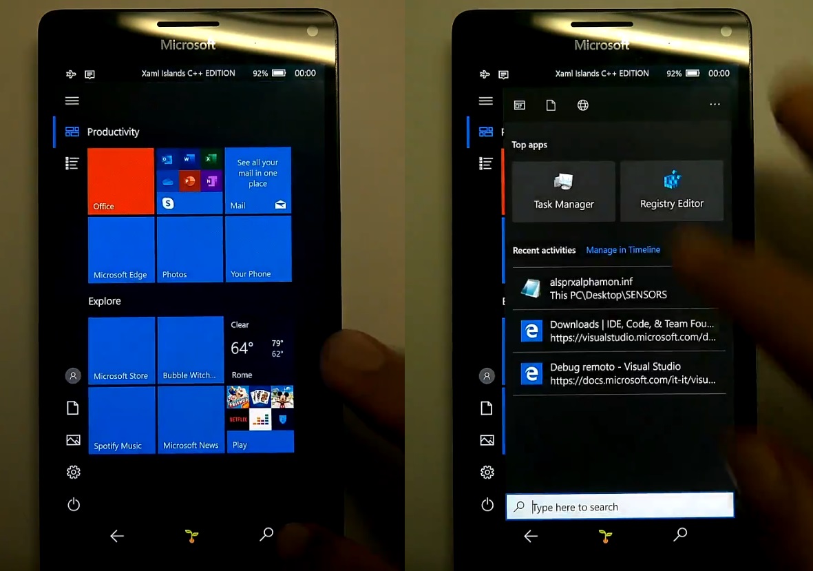 Mobile Shell for Windows 10 ARM