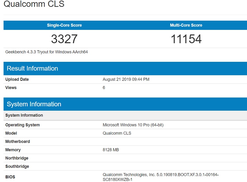 Snapdragon 8cx benchmark