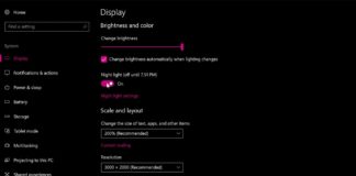 Windows 10 night light