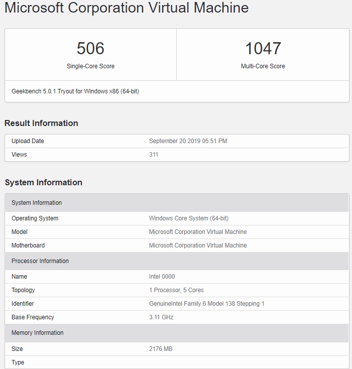 Windows Core OS benchmark