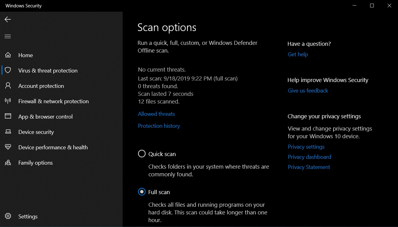 windows defender deep scan windows defender deep scan