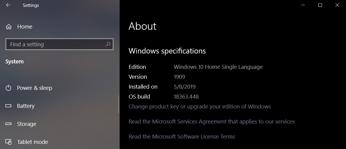 Windows 10 Build 18363