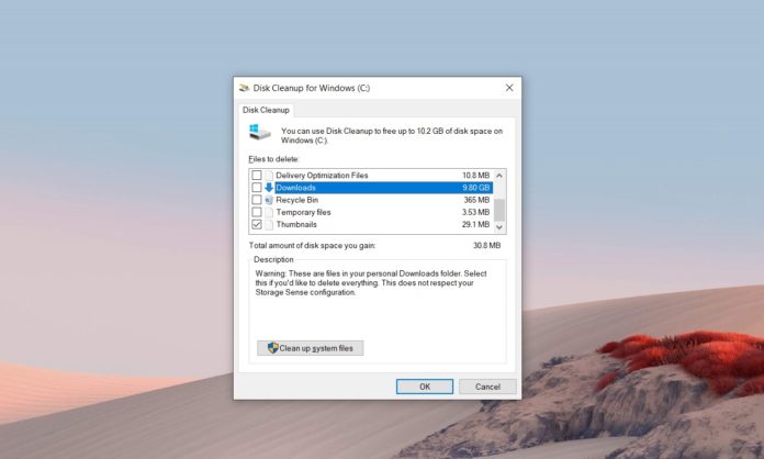 Windows 10 Disk Cleanup changes