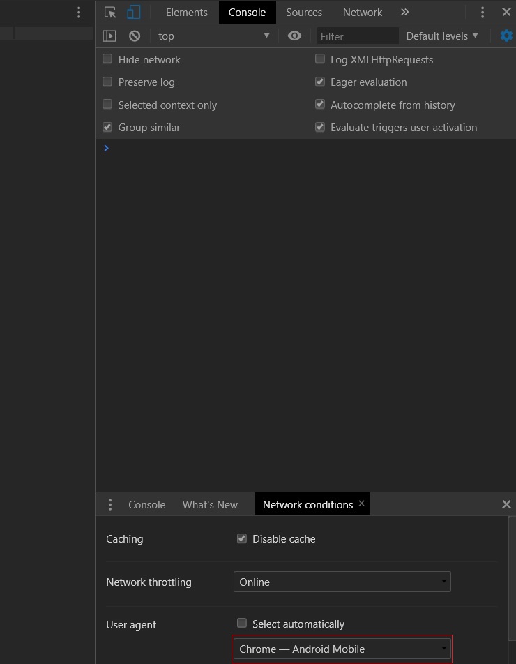 Chrome user agent