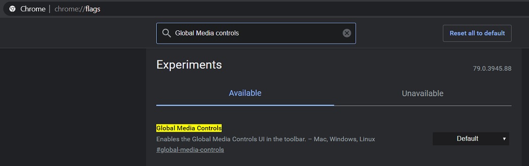 Chrome media controls flag