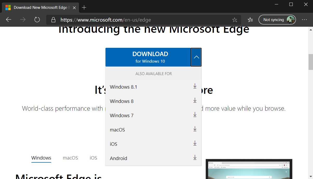 Edge download option