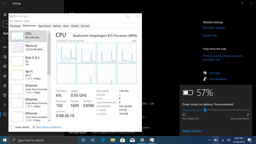 Windows 10 ARM battery