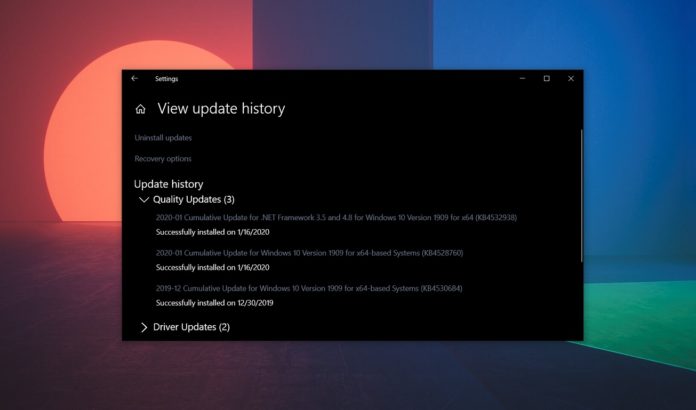 Windows 10 cumulative update