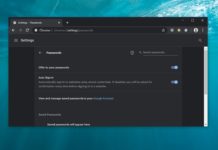 Chrome password feature