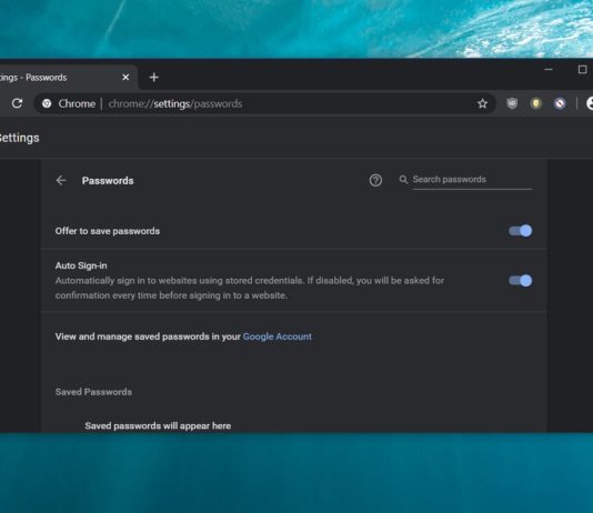 Chrome password feature