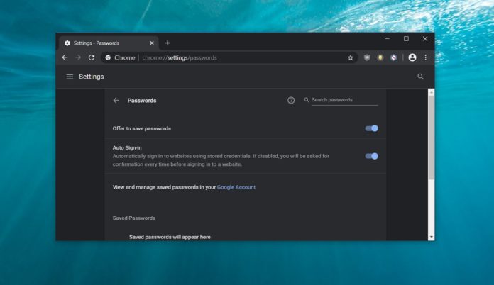 Chrome password feature