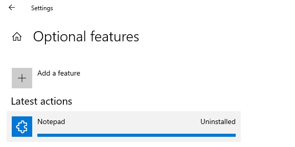 Notepad uninstalled