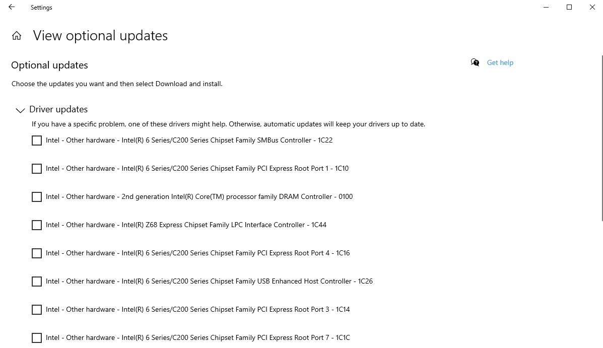 Intel 6 series c200 series chipset family. Windows 10 Drivers list.