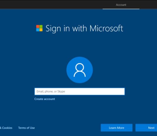 Windows 10 microsoft account