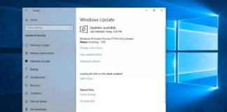 Windows 10 update page