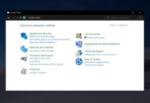 Control Panel on Windows 10