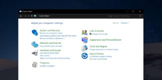 Control Panel on Windows 10