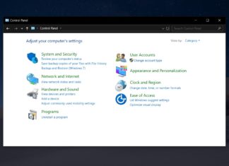 Control Panel on Windows 10