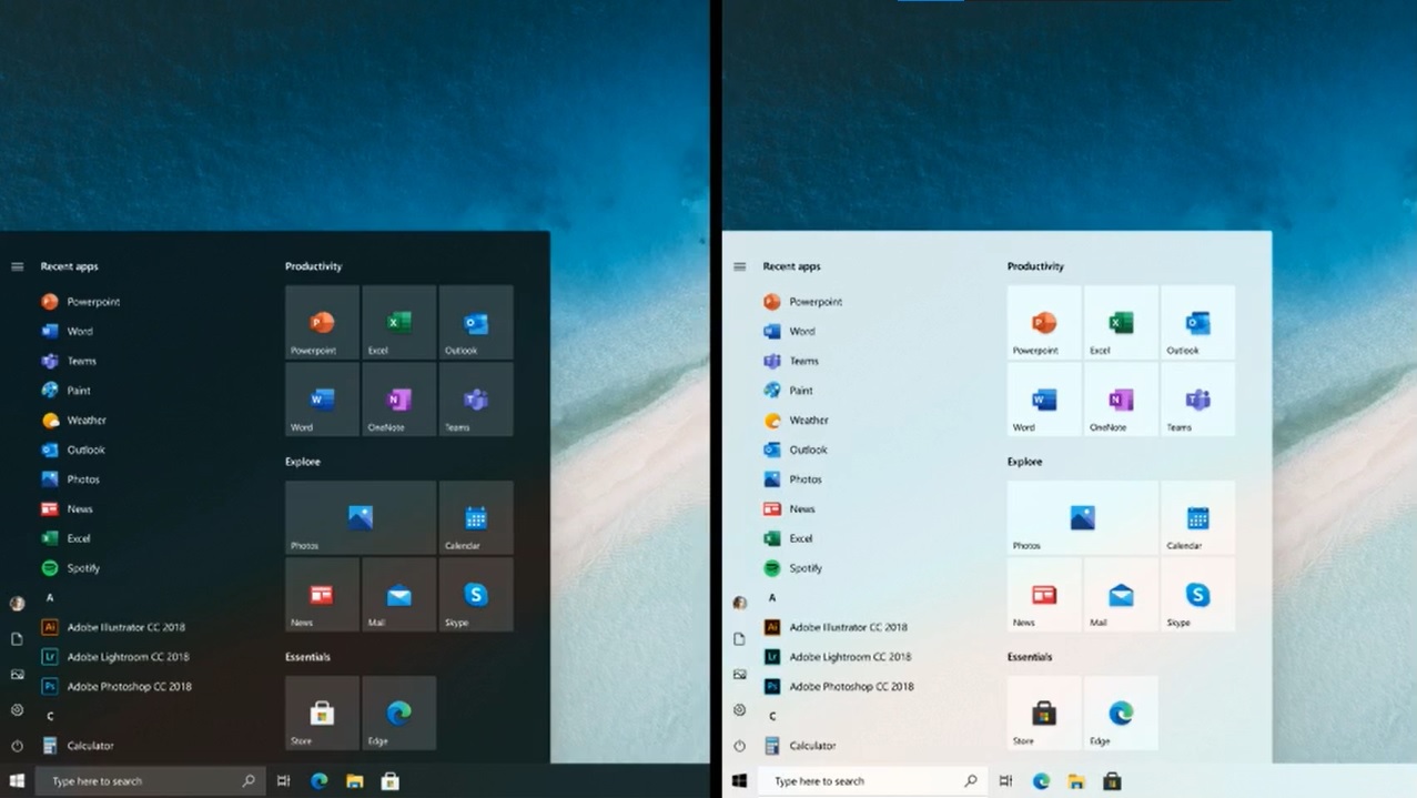 New Start menu