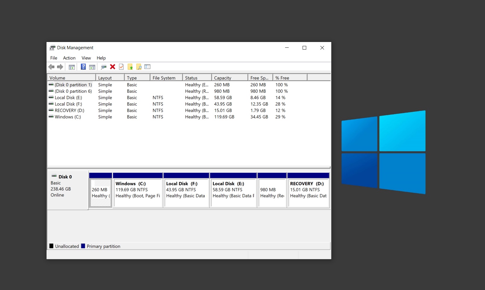 disk management tools windows 10