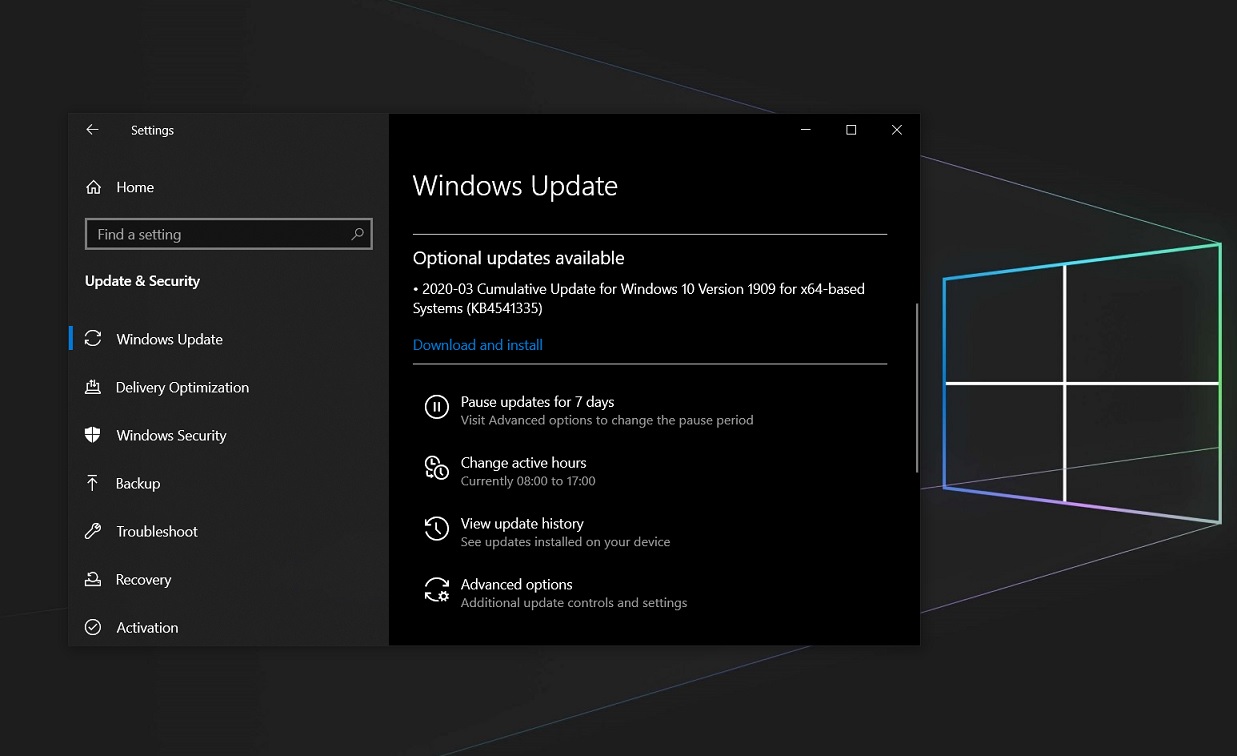 Windows 10 KB4541335
