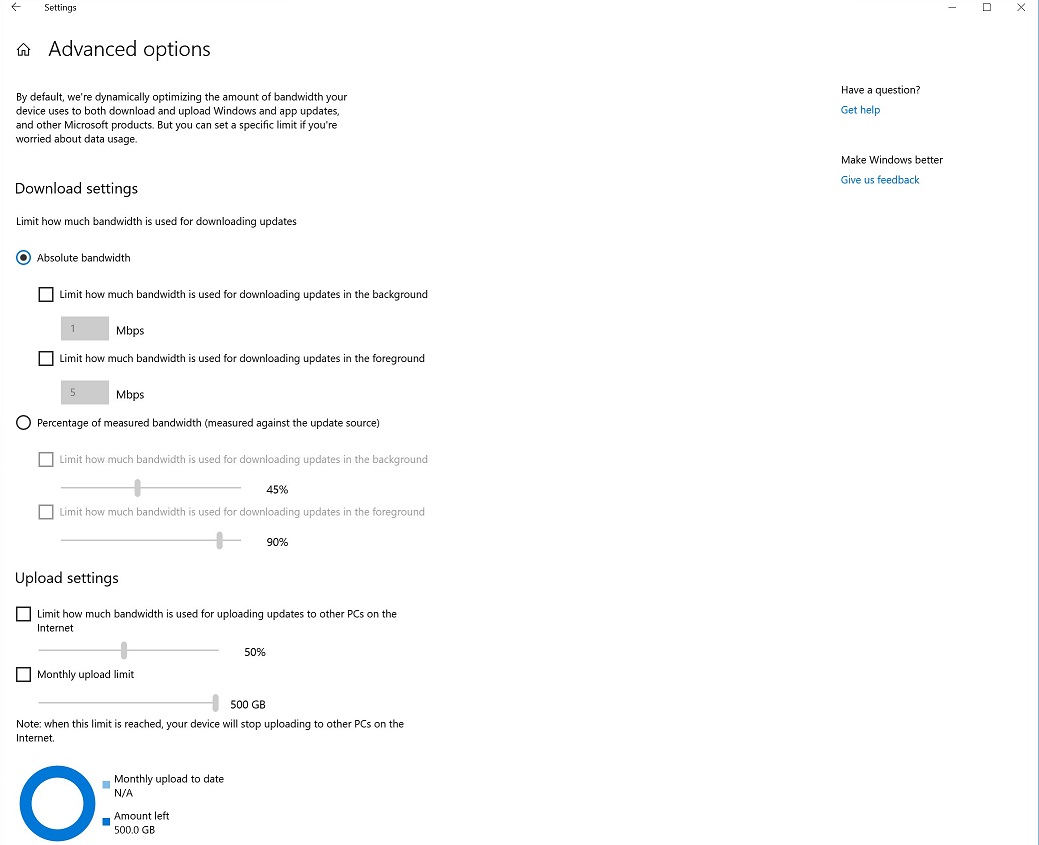 Bandwidth controls