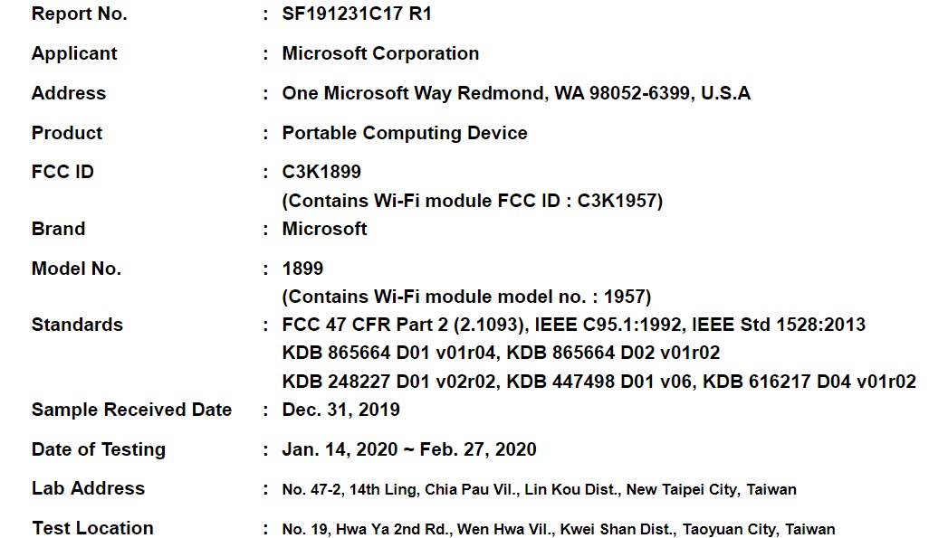 Surface Book 3 FCC