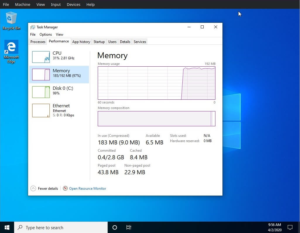 Windows 10 192MB RAM