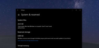 Windows 10 Reserved storage