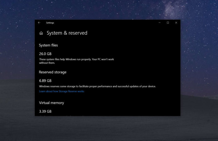 Windows 10 Reserved storage