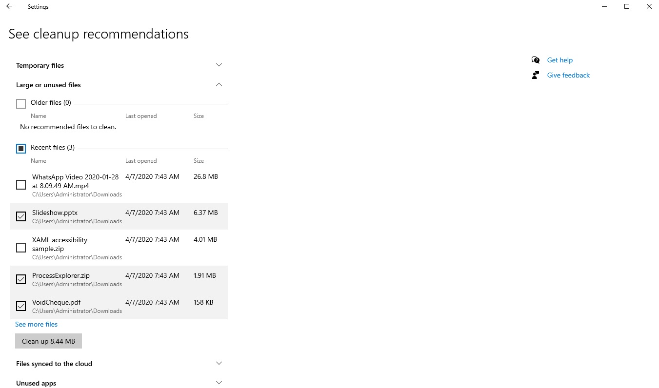 Windows 10 Storage Settings