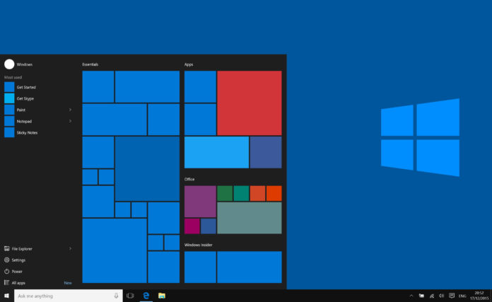 Windows 10 update Start menu