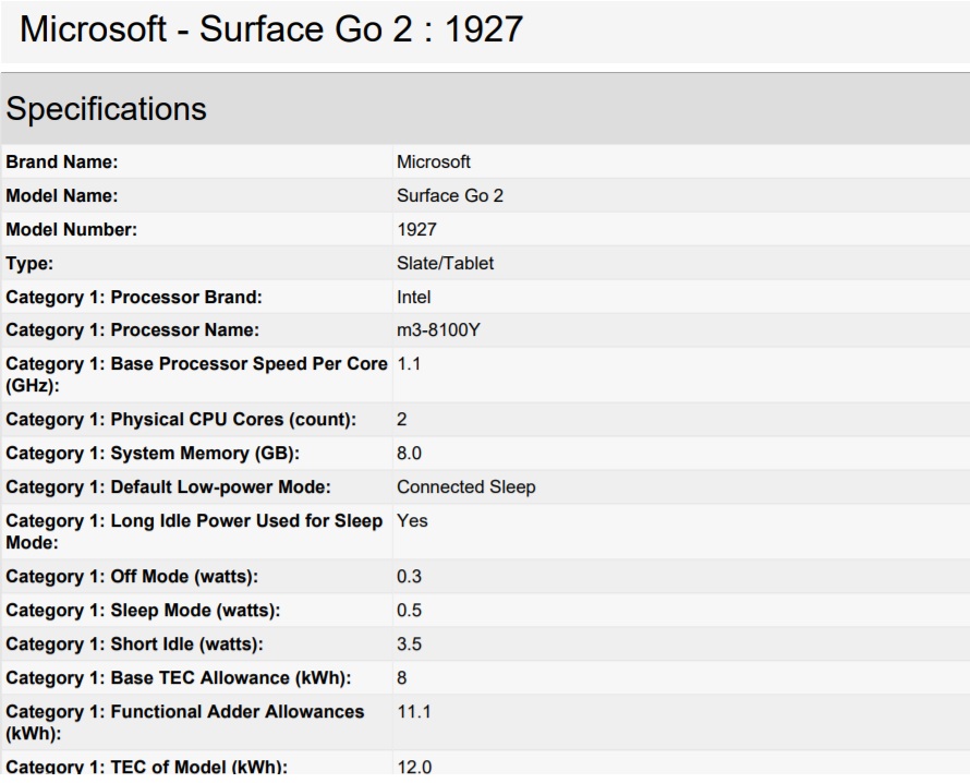 Surface Go 2 Core m3