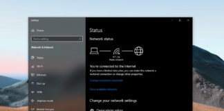 Windows 10 Network status