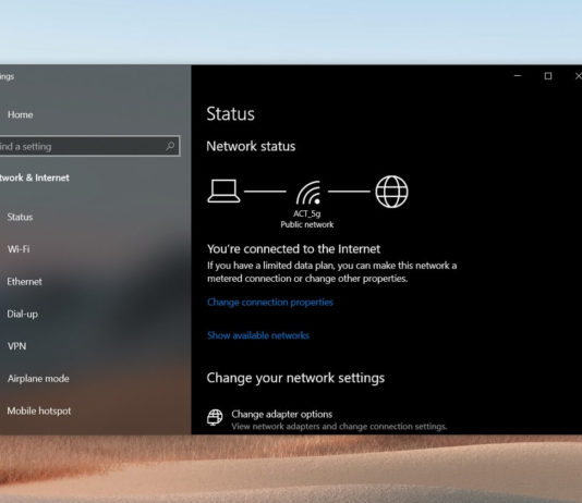 Windows 10 Network status