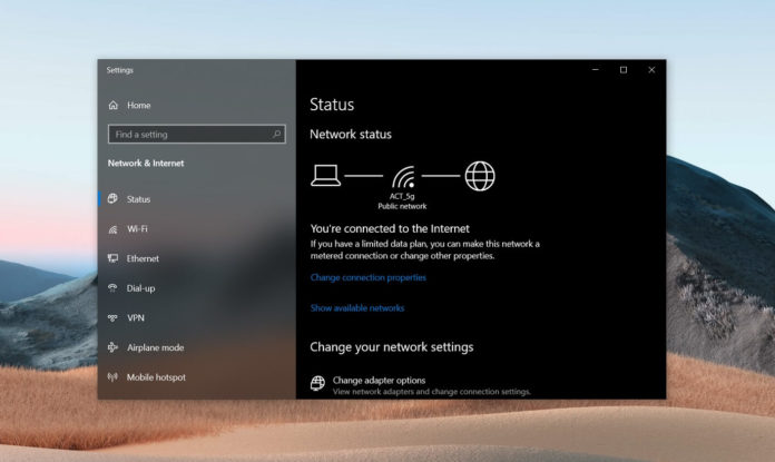 Windows 10 Network status