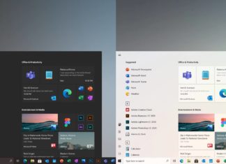 Windows 10 Start menu UI