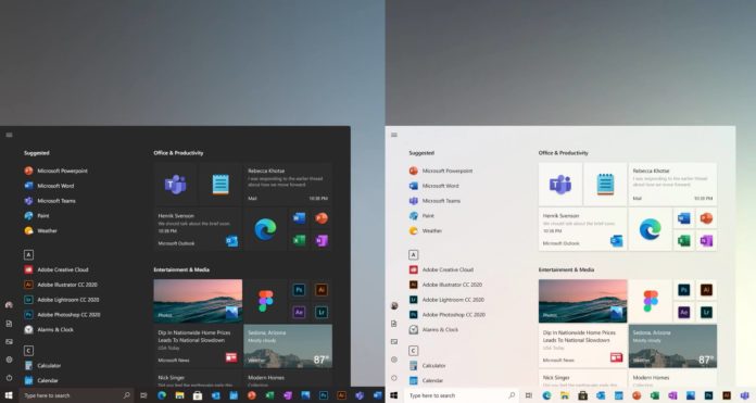 Windows 10 Start menu UI