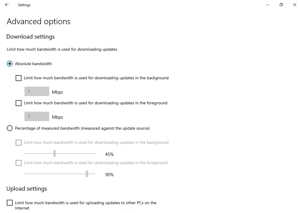 Windows 10 bandwidth limit