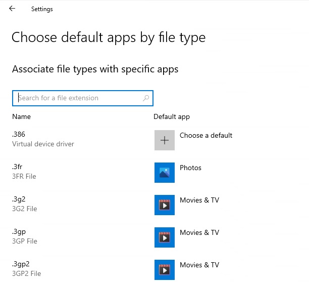 Windows 10 default apps