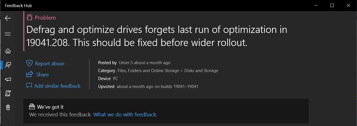 Optimize drives Feedback