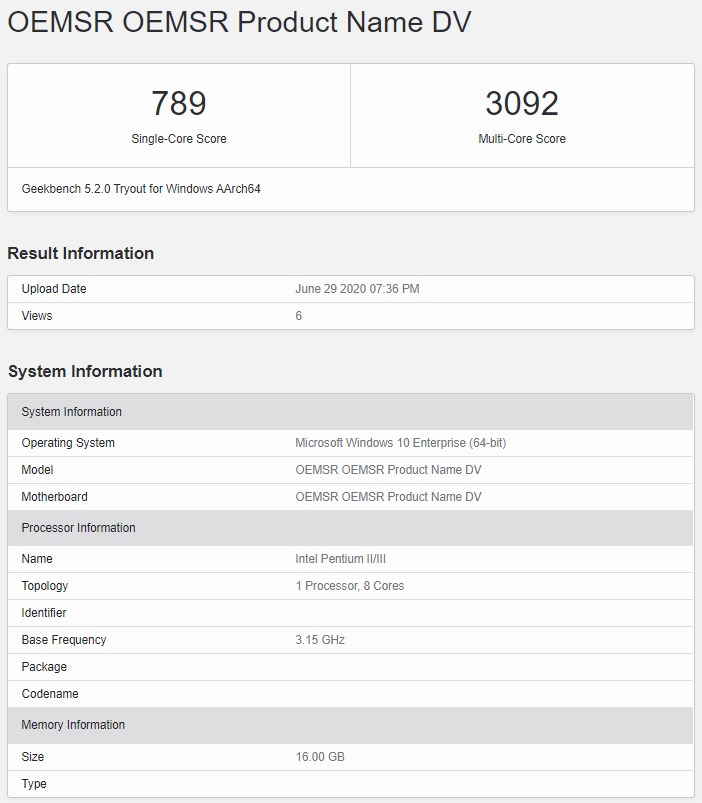 Snapdragon 8cx Plus benchmark