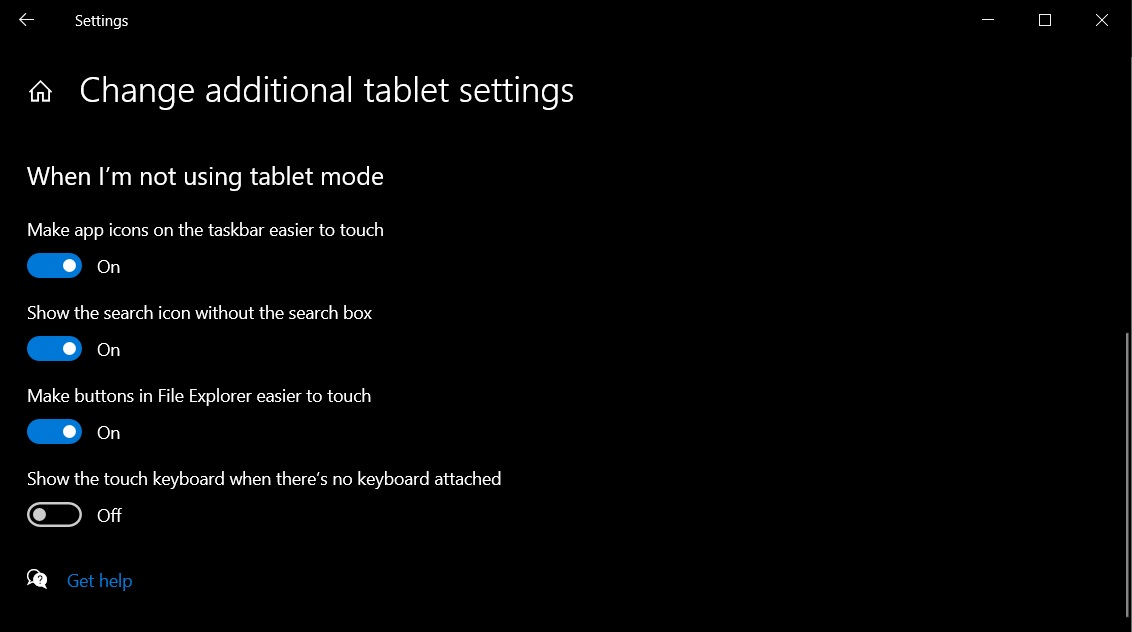 Tablet UI features