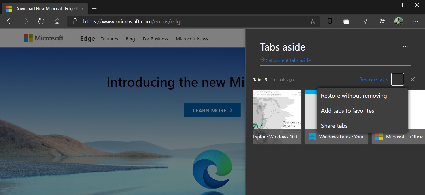 Tabs Aside in Edge