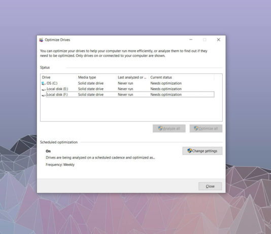 Windows 10 May 2020 Update makes the disk utility forgetful Windows 10 Optimize Drives